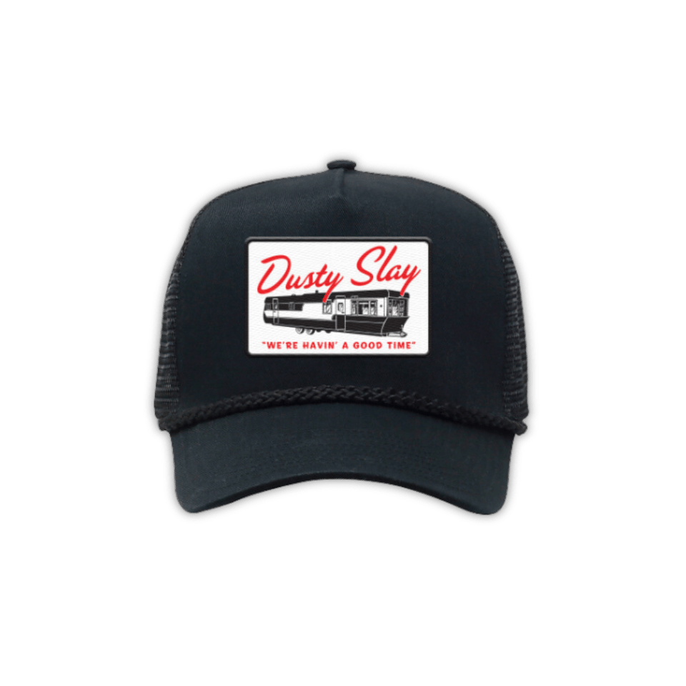 Mobile Home Trucker Hat Black Dusty Slay